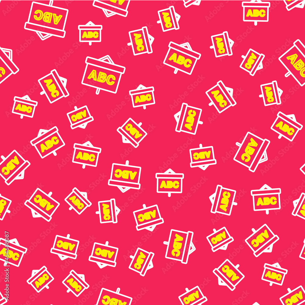 Poster line chalkboard icon isolated seamless pattern on red background. school blackboard sign. vector