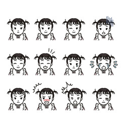 女の子の赤ちゃんの色々な表情