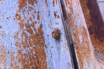 Old metal rusty tetrapad breakwater details close up