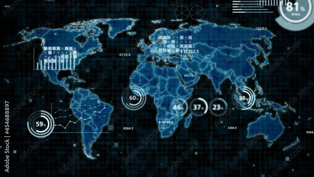 Poster global business concept. data analysis. management strategy.