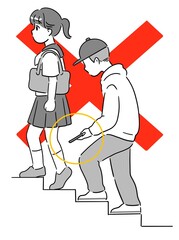 階段で盗撮される制服の女の子