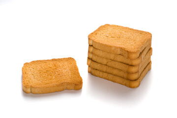 stacked rusks isolated on white background