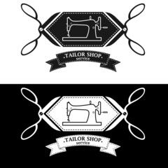Tailor shop service. Repair and sewing of clothes. Trendy concept in old retro style