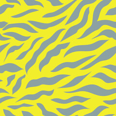 Seamless pattern with gray stripes on a yellow background, like a tiger. Print for modern fabrics, throw pillows, wrapping paper. Trendy colors of 2021. Vector.