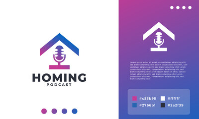 Home Podcast Logo Design Icon. Suitable for Podcast Industry