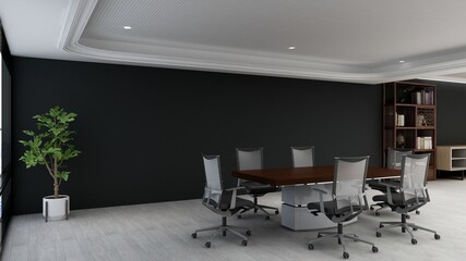 blank wall in luxury office meeting room 3d render interior design