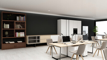 blank wall in office room for company logo mockup