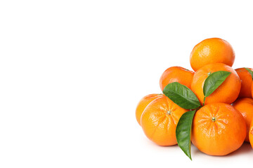 Fresh tasty mandarins isolated on white background