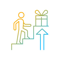 Reward based motivation gradient linear vector icon. Way to boost and inspire someone to act. Extrinsic reward at work. Thin line color symbol. Modern style pictogram. Vector isolated outline drawing