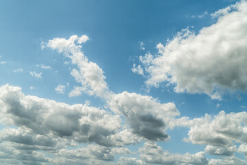 Fototapeta na wymiar White clouds in a clear blue sky