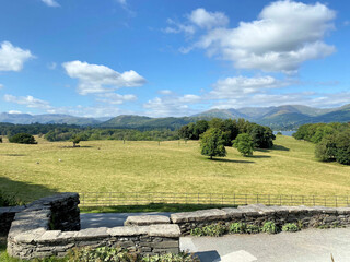 A view of the Lake District from Wray Castle near Lake Windermere