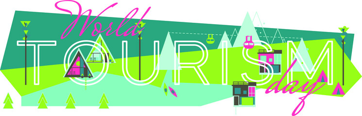 World Tourism day banner design template travel vacation trip adventure. Vector illustration