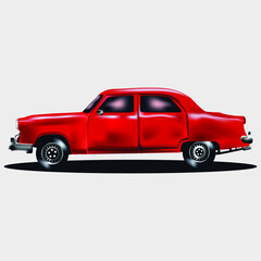 Obraz na płótnie Canvas Realistic Vintage Red Car Illustration