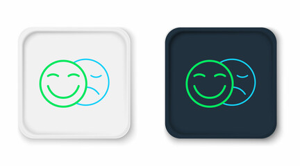 Line Comedy and tragedy theatrical masks icon isolated on white background. Colorful outline concept. Vector