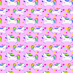 Vector pattern horse with multi-colored mane and tail. Cartoon horse.