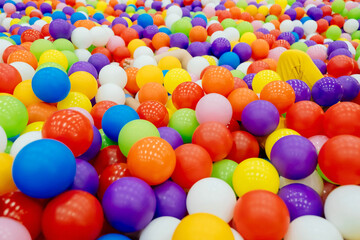Fototapeta na wymiar Multi-colored plastic balls. Children's playroom.