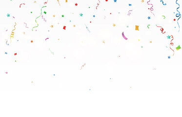 Vector illustration of falling confetti on a transparent background.