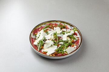 Beef Carpaccio with Rocket and Parmesan Cheese