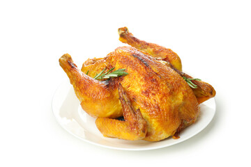 Thanksgiving Day roast turkey isolated on white background
