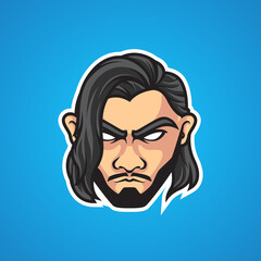 Long Hair Style Man Sport Logo