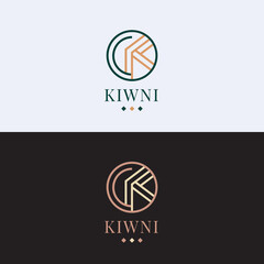 letter C and K monogram icon, circle logo initiak CK or K luxury.