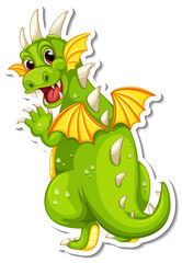 Obraz premium Green Dragon cartoon character sticker