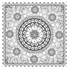 Mehndi flower for henna, mehndi, tattoo, decoration. decorative ornament in ethnic oriental style. doodle ornament. coloring book page.