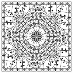 Mehndi flower for henna, mehndi, tattoo, decoration. decorative ornament in ethnic oriental style. doodle ornament. coloring book page.