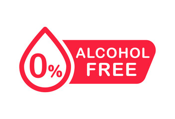 Alcohol free icon. No alcohol logo. Zero percent alcohol symbol. Vector illustration.