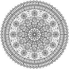 Mehndi flower for henna, mehndi, tattoo, decoration. decorative ornament in ethnic oriental style. doodle ornament. coloring book page.