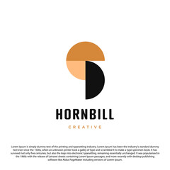Simple hornbill logo design. 3 circle logo for your business or others