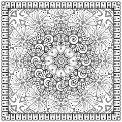 Mehndi flower for henna, mehndi, tattoo, decoration. decorative ornament in ethnic oriental style. doodle ornament. coloring book page.