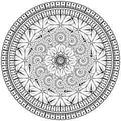 Mehndi flower for henna, mehndi, tattoo, decoration. decorative ornament in ethnic oriental style. doodle ornament. coloring book page.