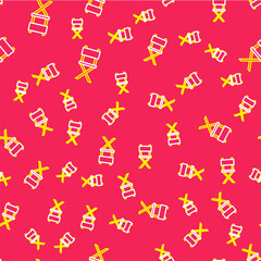 Line Director movie chair icon isolated seamless pattern on red background. Film industry. Vector