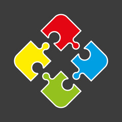 Obraz premium Simple Puzzle four piece business presentation. Circle outline puzzle, Closed cycle infograph. 4 Step contour process diagram. Section line compare puzzle banner.