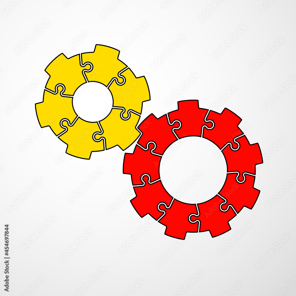 Aufkleber abstract background made from cogwheel puzzle pieces and place for your content. cogwheels made of p