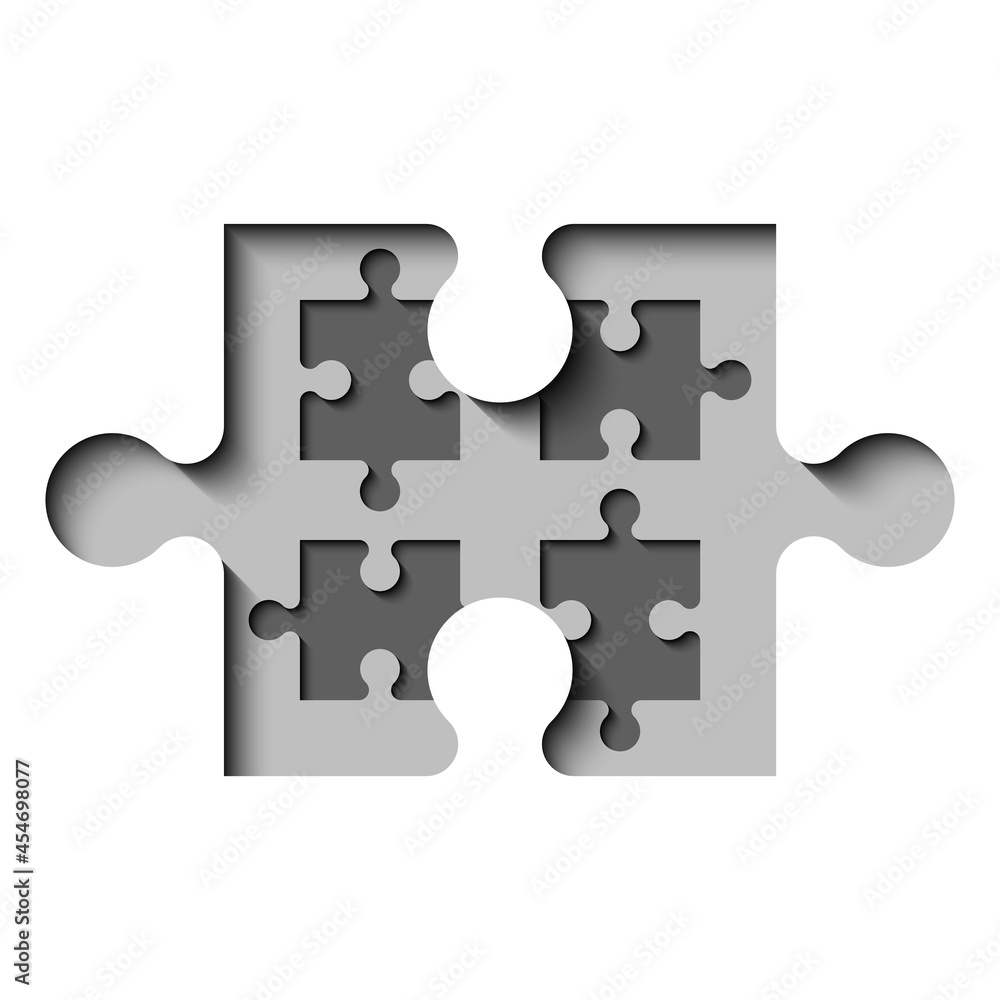 Poster a lot of piece flat puzzle presentation. many step puzzles business background. simple pattern. sect