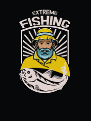 A brave man, whose profession is fishing.FISHING TSHIRT.
