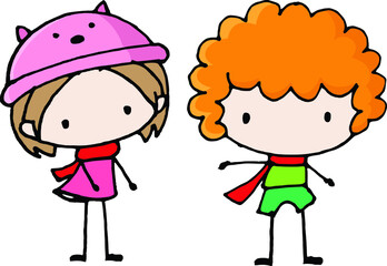 vector cartoon kids Children's boy and girl
