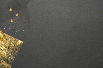 金箔キラキラ　プレゼントモダン和風　マットなブラック和紙年賀状背景