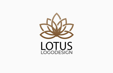 Lotus logo. gold Line art  elegant  luxury design template element