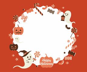 ハロウィンイメージのイラストフレーム ベクター 枠 カード