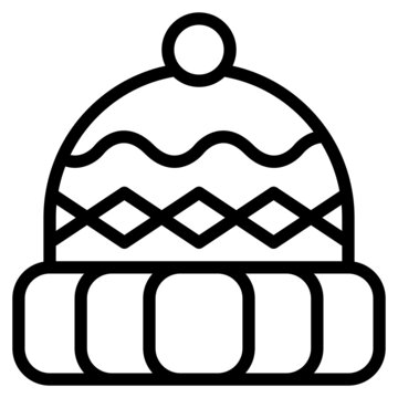 Winter Hat Black And White Clipart