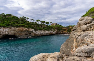 Fototapeta na wymiar Typical Mallorcan beach with turquoise water