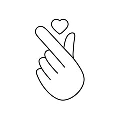 finger with a heart icon. Korean heart love sign. hand holding a heart sign  valentine's day