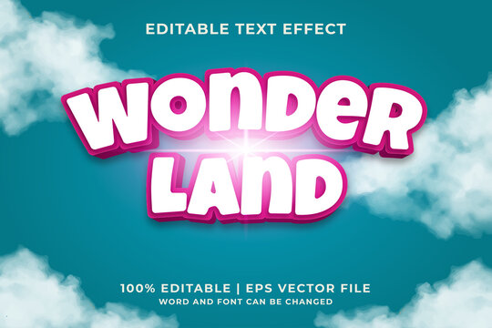 Editable text effect - Wonderland style template premium vector