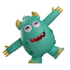 Cute Monster 3D Illustration with funny poses