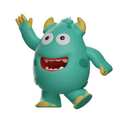 3D Cute Monster Picture waving hands