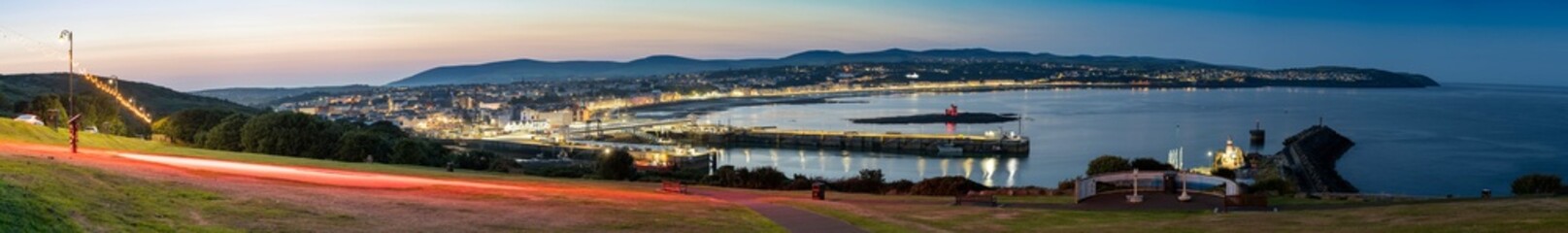 Panorama of Douglas Bay on the Isle of Man at Dusk