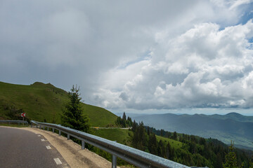 View from Transbucegi road in Bucegi mountains, Romania, cloudy day